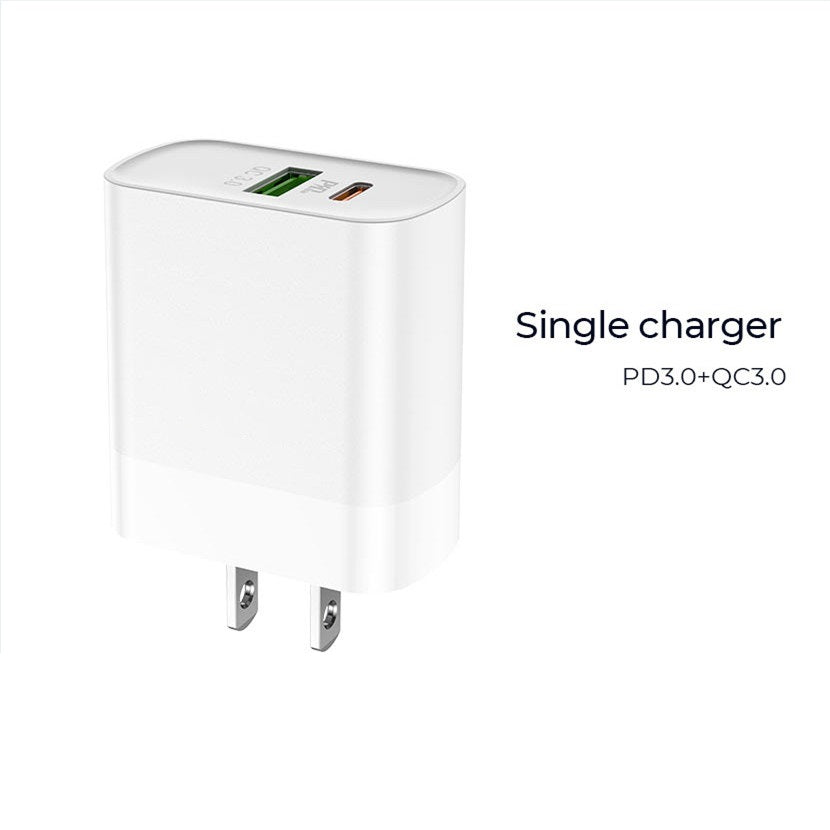 Chargeur mural rapide QC3.0 18 W USB-A et USB-C à double port Chargeur mural rapide QC3.0 18 W USB-A et USB-C à double port